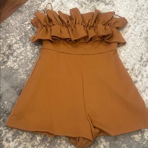DO+BE Ruffled Brown Romper